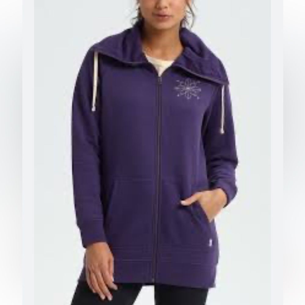Women's BURTON Indie Trip Long Full-Zip Hoodie NWT Graphic Purple Velvet